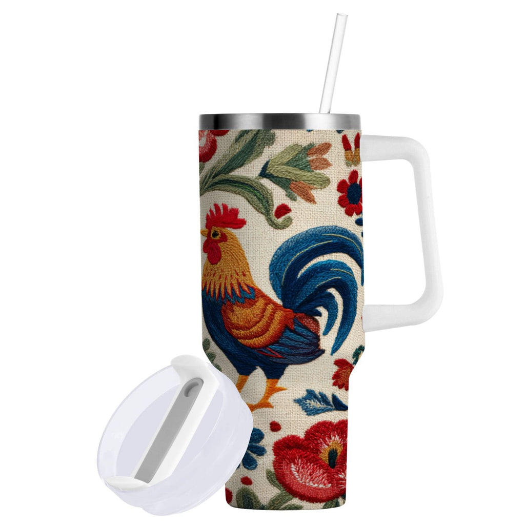 40 oz Insulated Stainless Steel Tumbler Double Wall Stainless Steel Tumbler with 2-Way Drinking Male and Female Chickens | DSIT