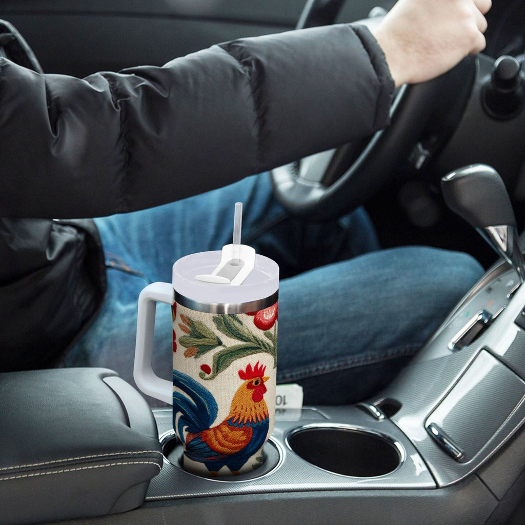 40 oz Insulated Stainless Steel Tumbler Double Wall Stainless Steel Tumbler with 2-Way Drinking Male and Female Chickens | DSIT