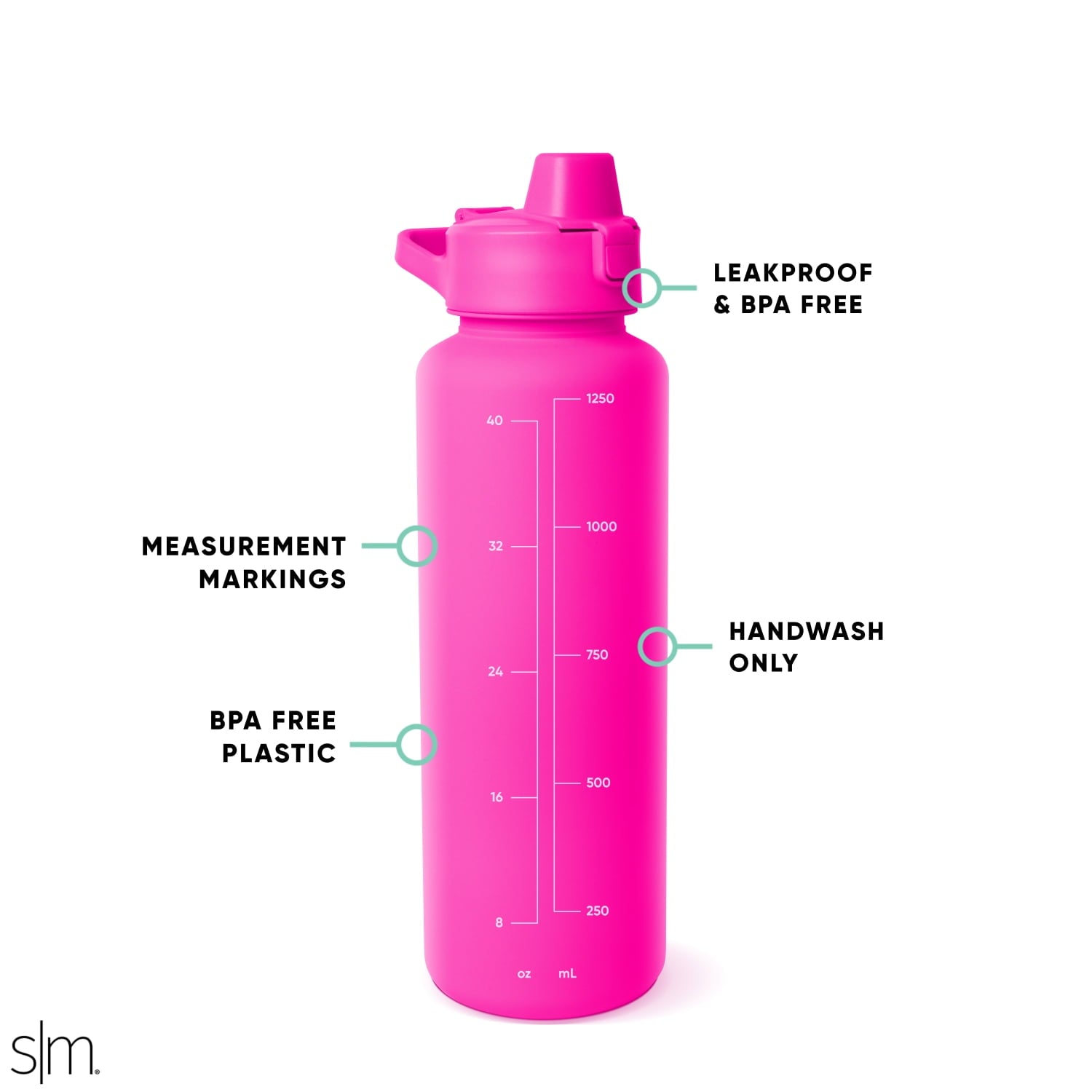 Simple Modern 48 fl oz Reusable Tritan Summit Water Bottle with Silicone Straw Lid|Raspberry Vibes | GCR1