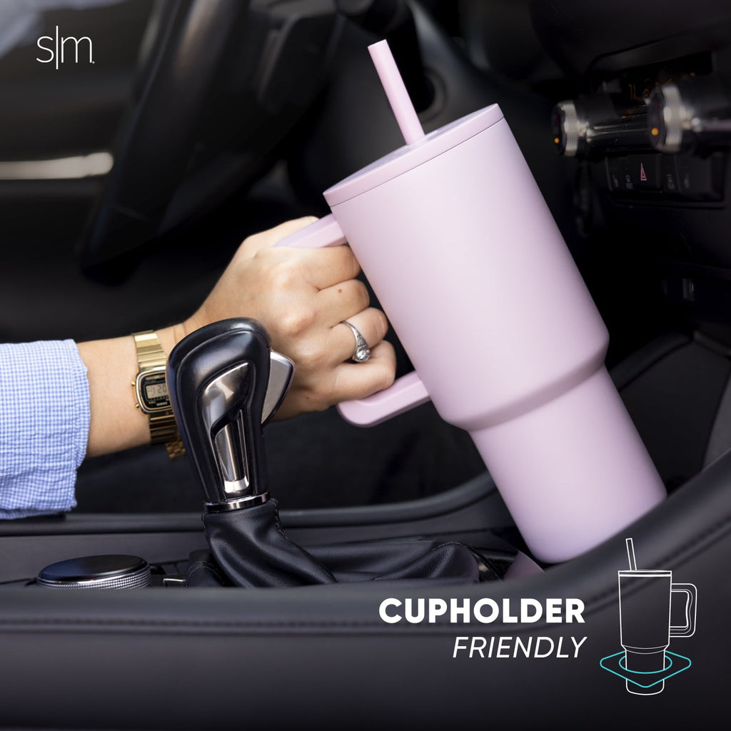 Simple Modern 30 fl oz Insulated Stainless Steel Trek Tumbler with Straw Lid | Cream Leopard | CQDM