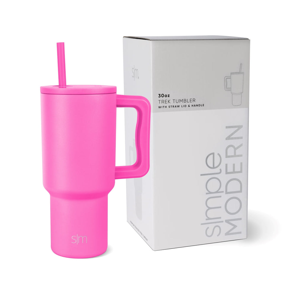 Simple Modern 30 fl oz Insulated Stainless Steel Trek Tumbler with Straw Lid | Cream Leopard | CQDM