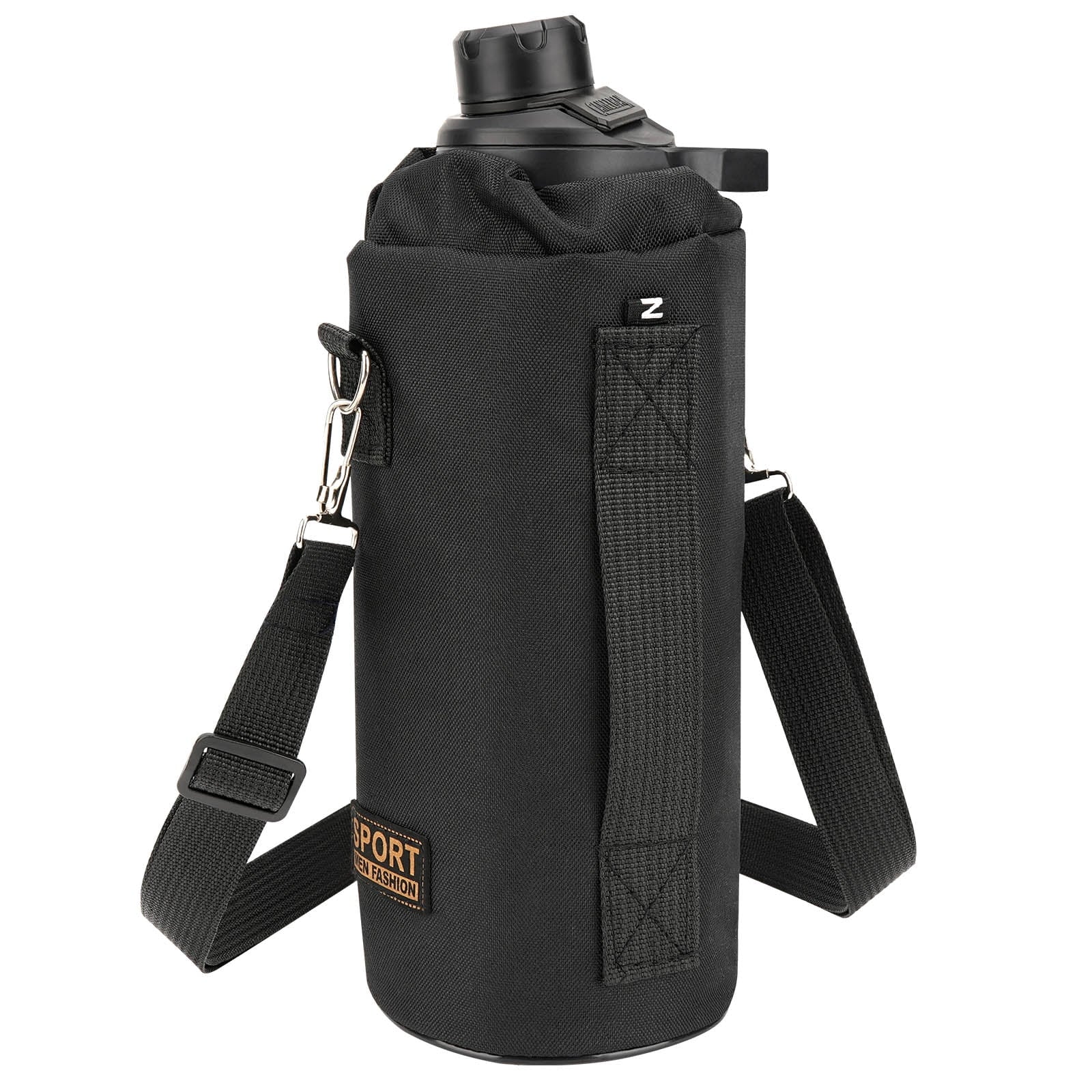 Linkidea Sports Water Bottle Carrier with Strap Compatible with Nalgene Sustain Tritan 48oz, CamelBak Chute Mag 50oz, Thick Waterbottle Cooler Bag Holder Shoulder Strap, Black | LP11