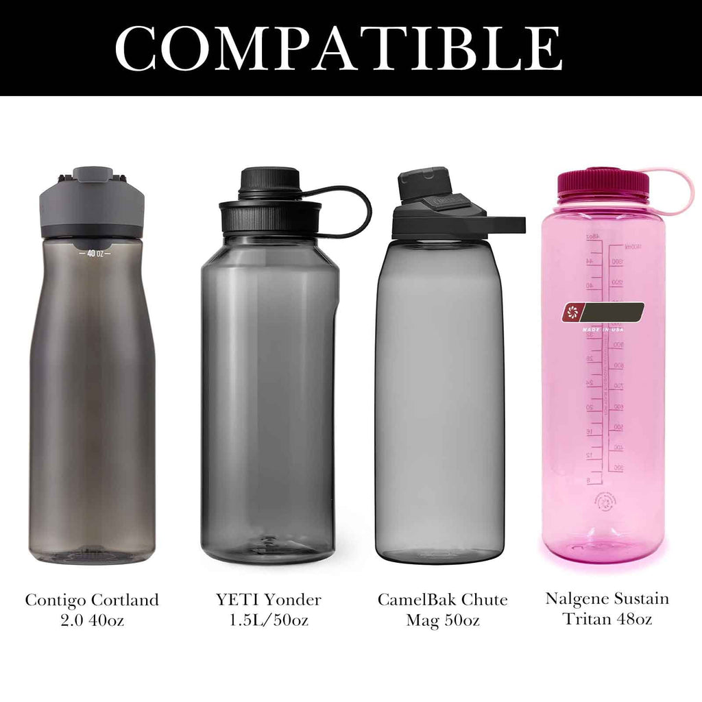 Linkidea Sports Water Bottle Carrier with Strap Compatible with Nalgene Sustain Tritan 48oz, CamelBak Chute Mag 50oz, Thick Waterbottle Cooler Bag Holder Shoulder Strap, Black | LP11