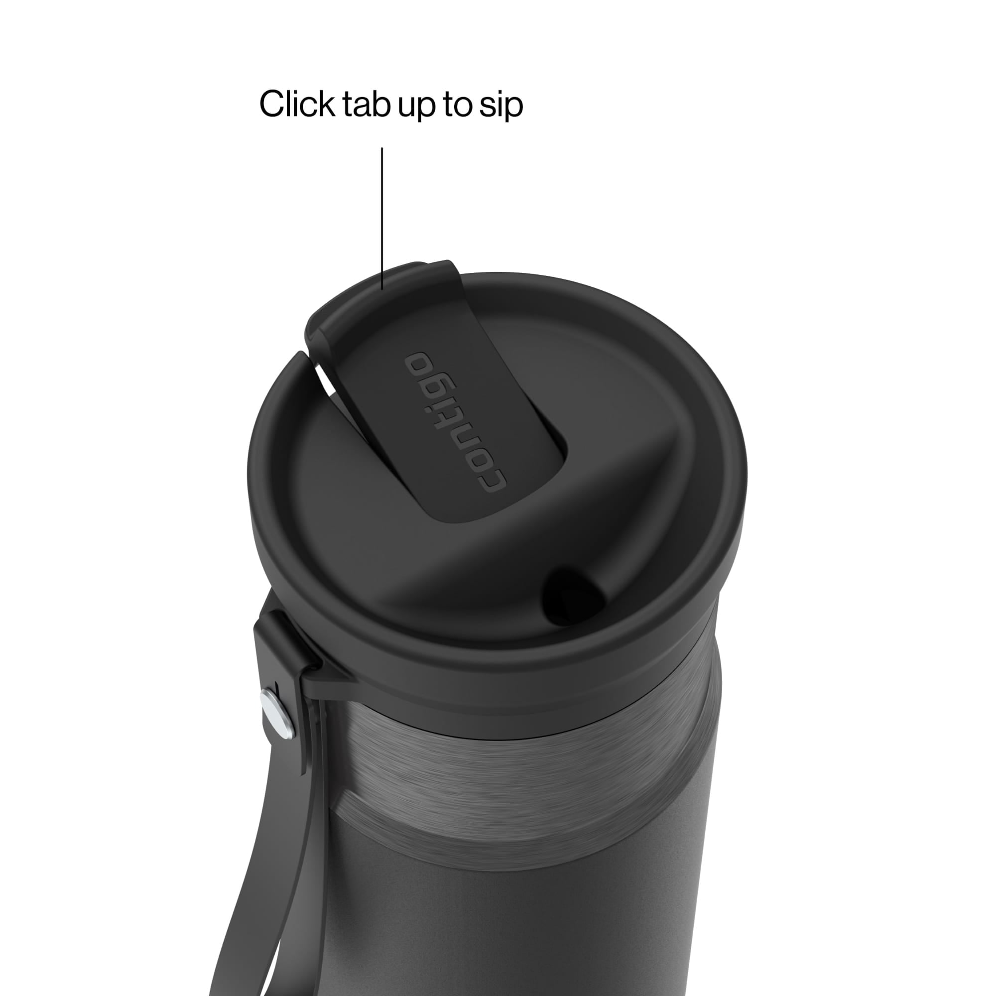 Contigo SnapSeal Leakproof Stainless Steel Reusable Water Bottle with Carrying Strap, Dark Blue/Bronze, 24 oz | S8WG