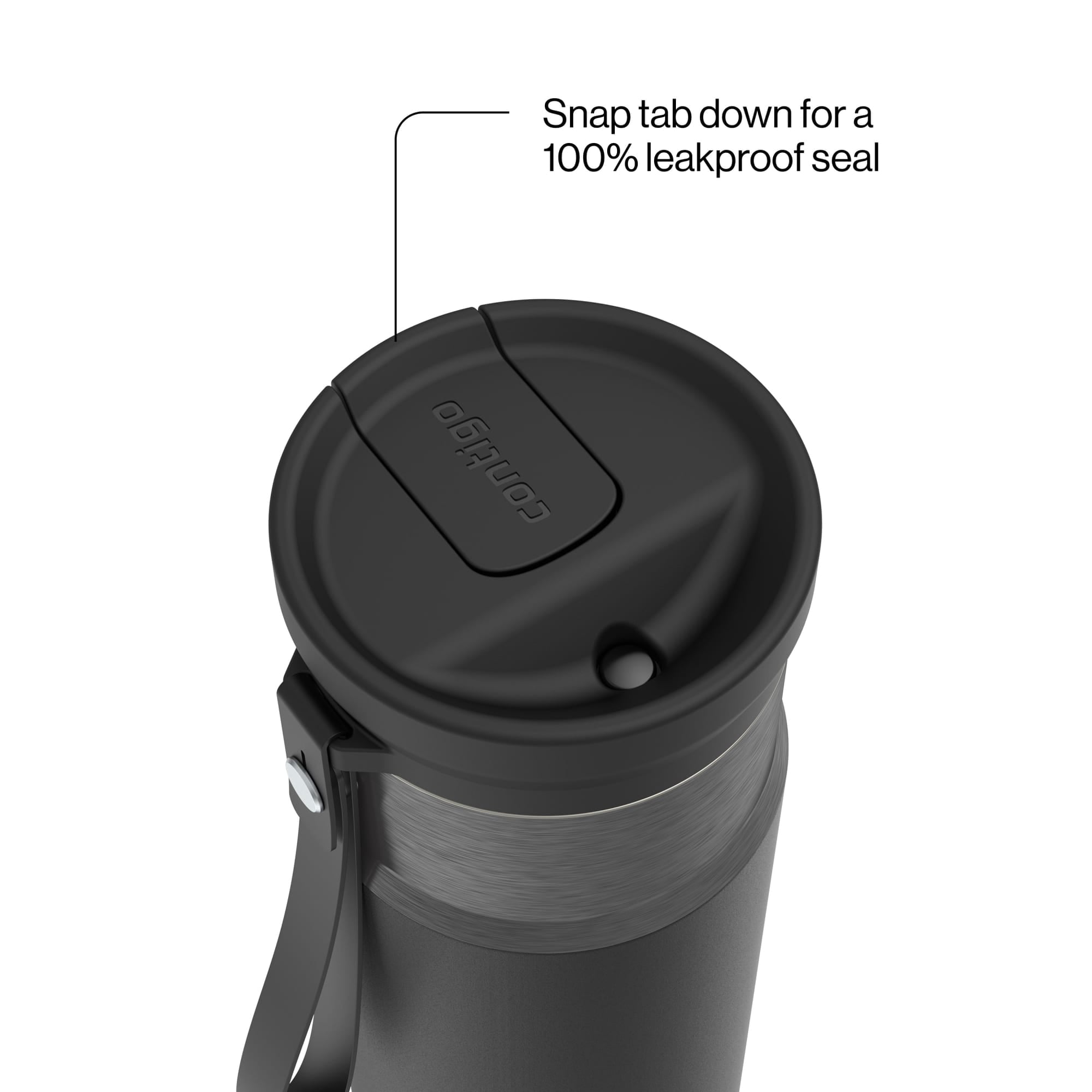 Contigo SnapSeal Leakproof Stainless Steel Reusable Water Bottle with Carrying Strap, Dark Blue/Bronze, 24 oz | S8WG