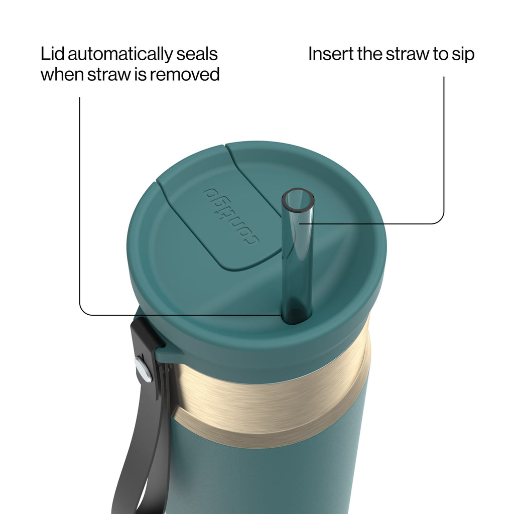 Contigo SnapSeal Leakproof Stainless Steel Reusable Water Bottle with Carrying Strap, Dark Blue/Bronze, 24 oz | S8WG