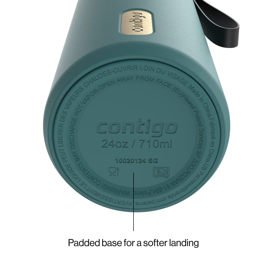 Contigo SnapSeal Leakproof Stainless Steel Reusable Water Bottle with Carrying Strap, Dark Blue/Bronze, 24 oz | S8WG