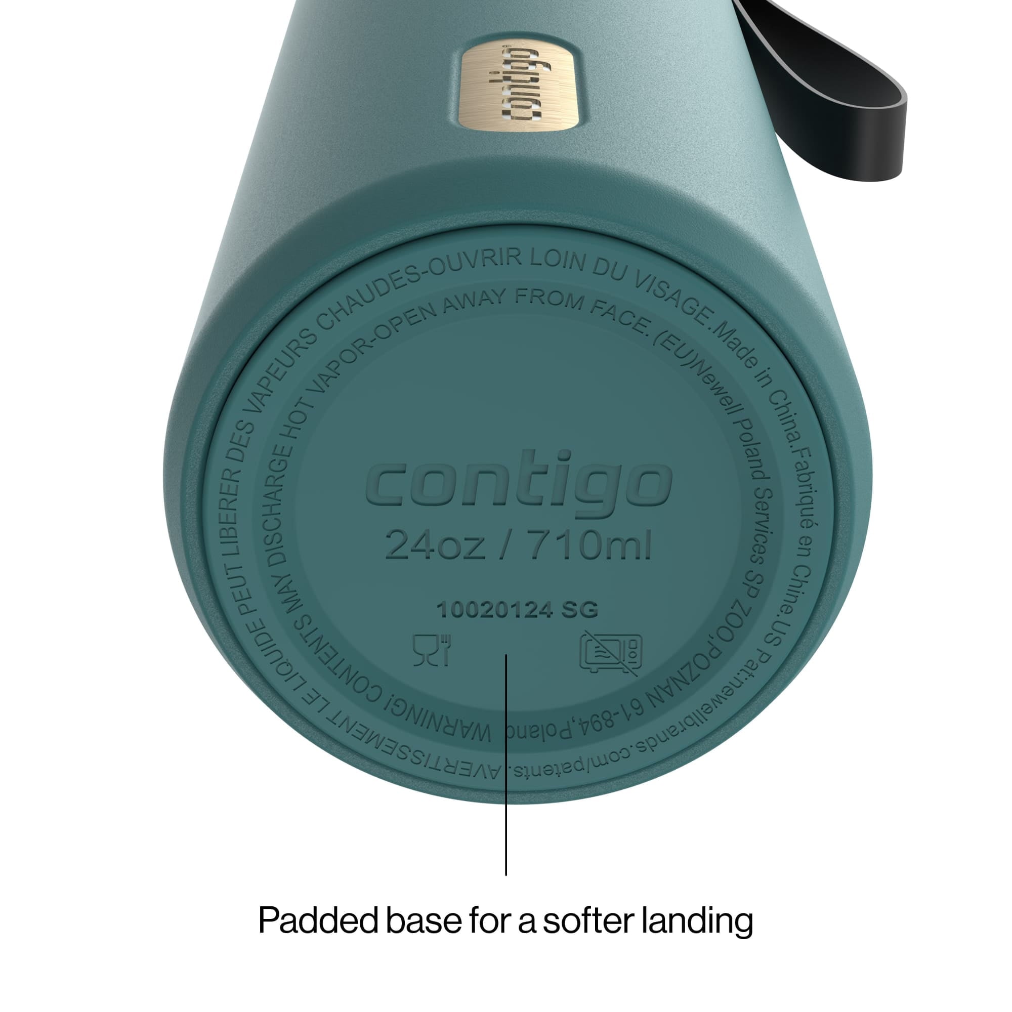Contigo SnapSeal Leakproof Stainless Steel Reusable Water Bottle with Carrying Strap, Dark Blue/Bronze, 24 oz | S8WG