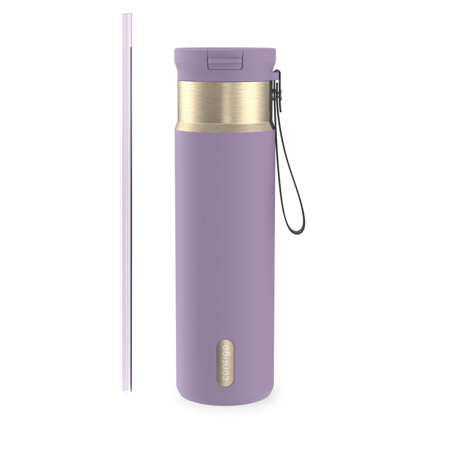 Contigo SnapSeal Leakproof Stainless Steel Reusable Water Bottle with Carrying Strap, Dark Blue/Bronze, 24 oz | S8WG