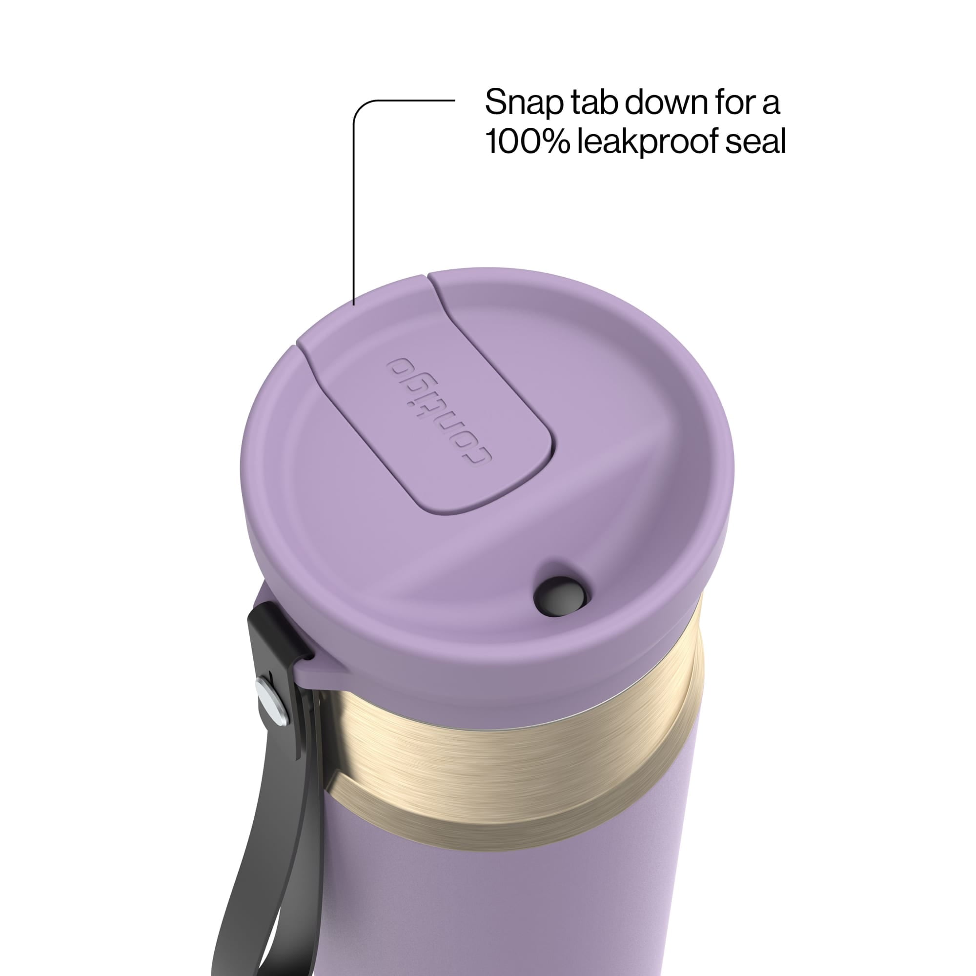 Contigo SnapSeal Leakproof Stainless Steel Reusable Water Bottle with Carrying Strap, Dark Blue/Bronze, 24 oz | S8WG