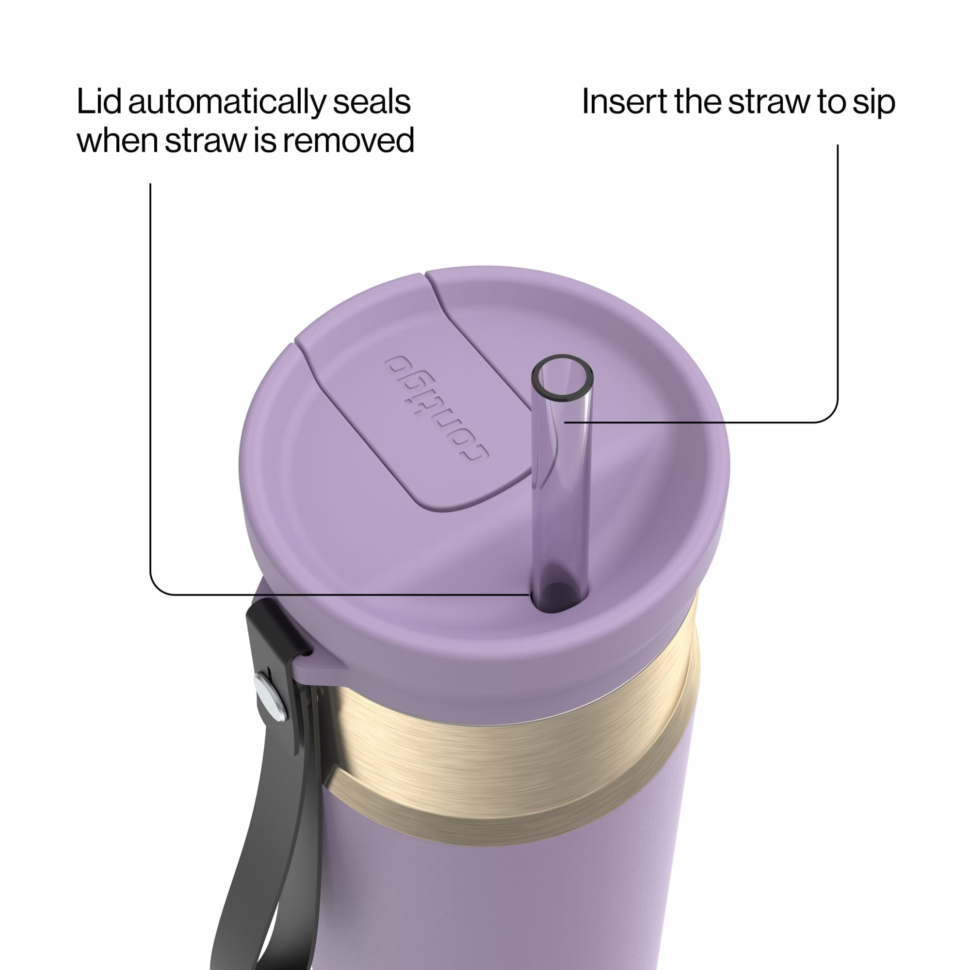 Contigo SnapSeal Leakproof Stainless Steel Reusable Water Bottle with Carrying Strap, Dark Blue/Bronze, 24 oz | S8WG
