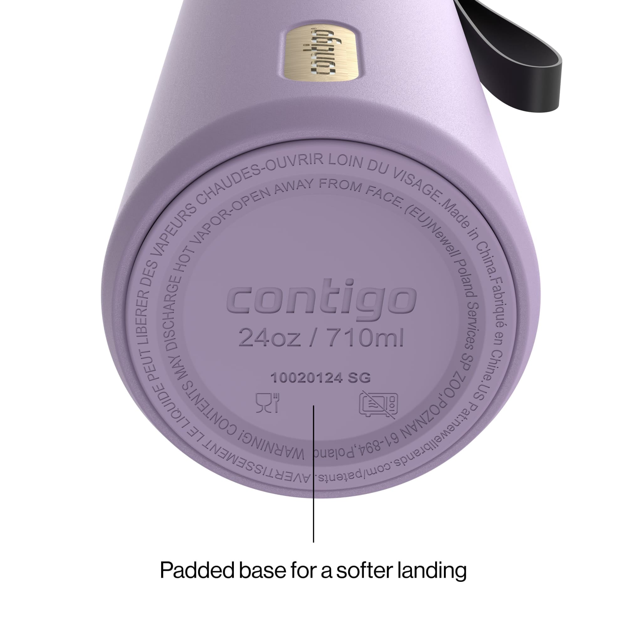 Contigo SnapSeal Leakproof Stainless Steel Reusable Water Bottle with Carrying Strap, Dark Blue/Bronze, 24 oz | S8WG