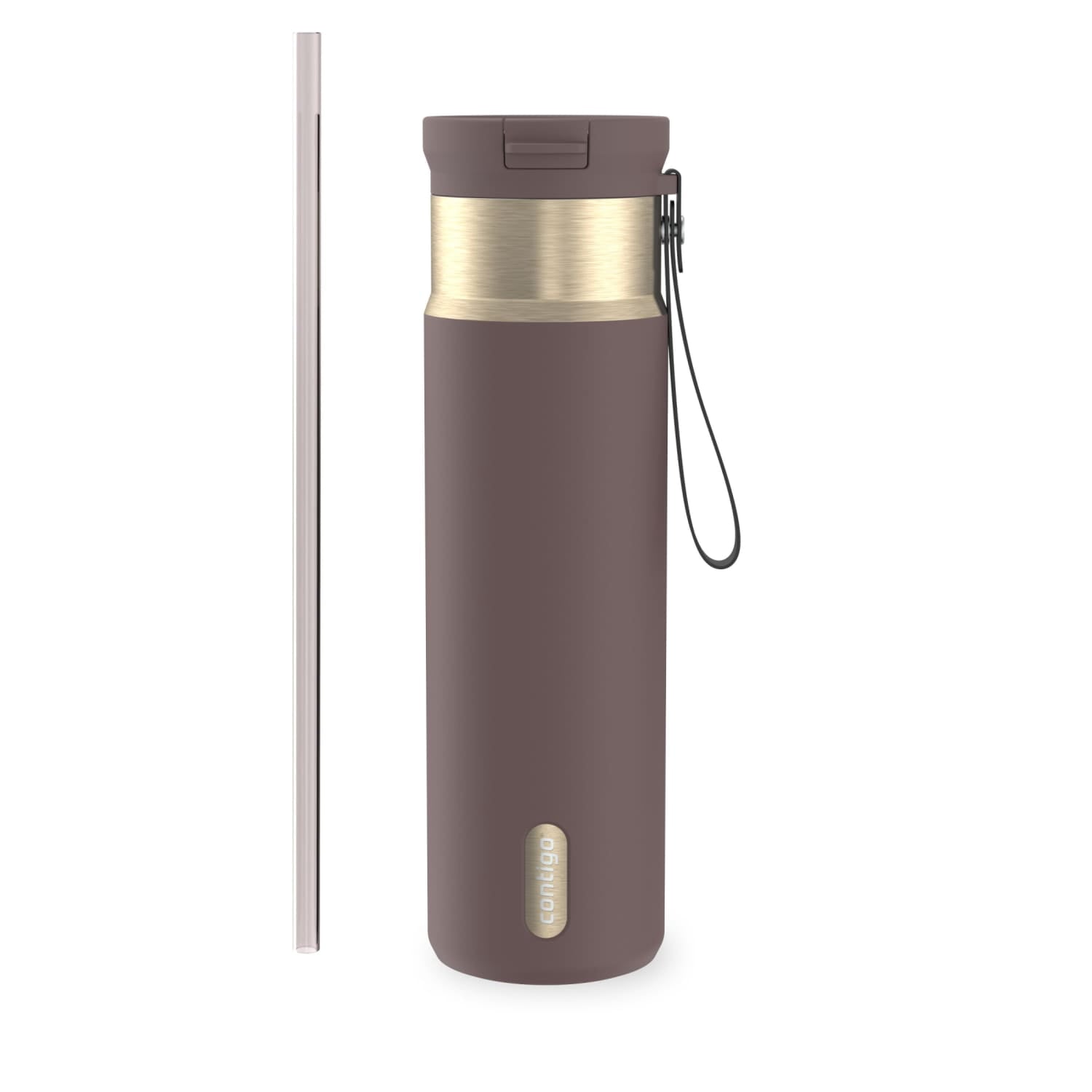 Contigo SnapSeal Leakproof Stainless Steel Reusable Water Bottle with Carrying Strap, Dark Blue/Bronze, 24 oz | S8WG