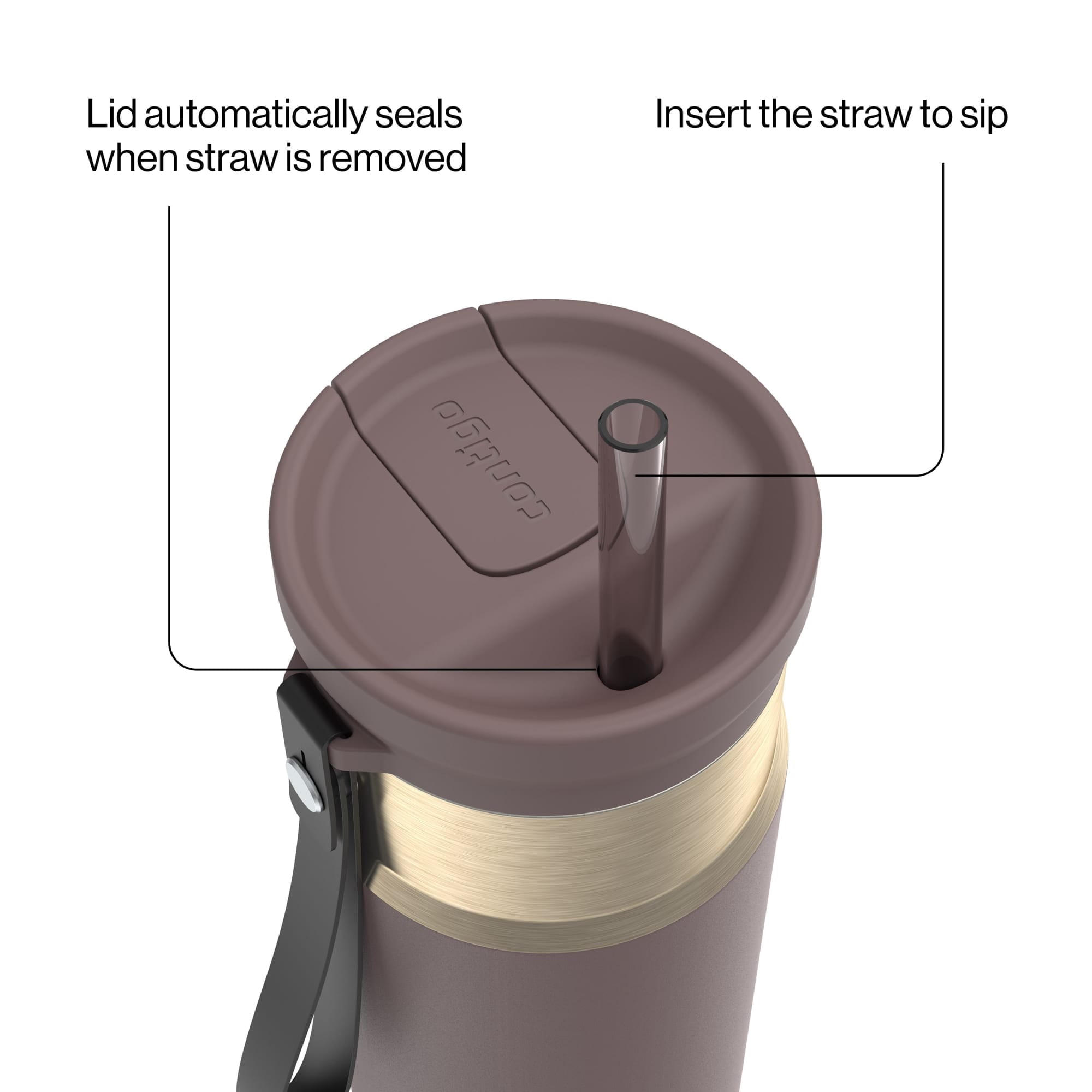 Contigo SnapSeal Leakproof Stainless Steel Reusable Water Bottle with Carrying Strap, Dark Blue/Bronze, 24 oz | S8WG