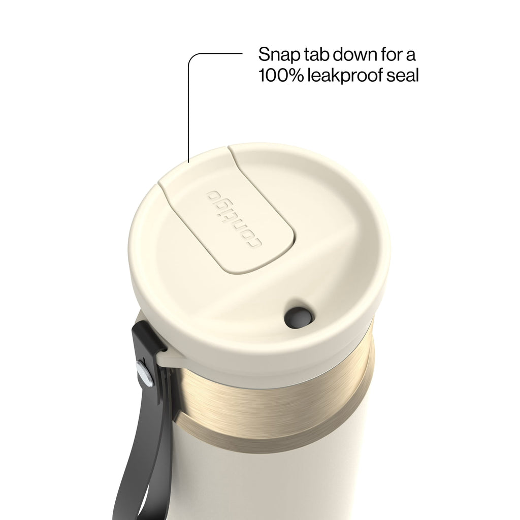 Contigo SnapSeal Leakproof Stainless Steel Reusable Water Bottle with Carrying Strap, Dark Blue/Bronze, 24 oz | S8WG