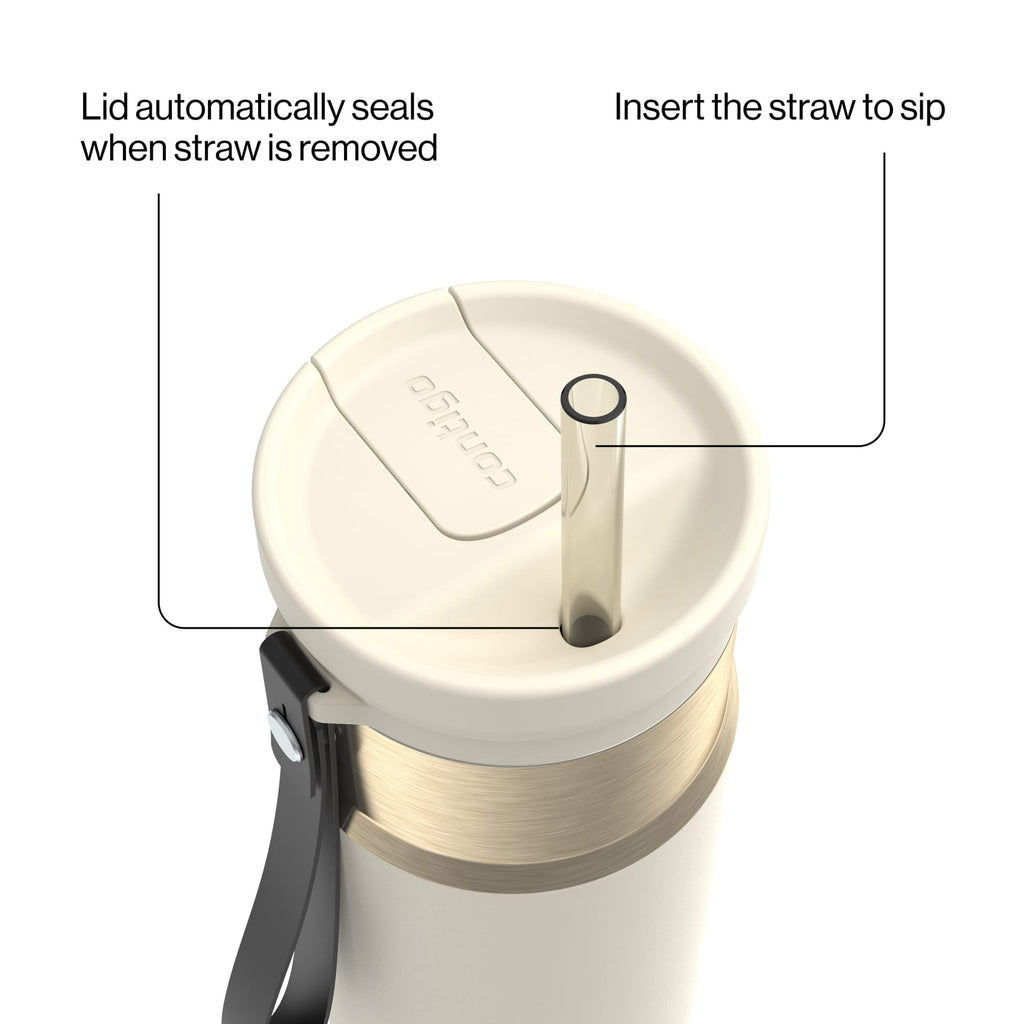 Contigo SnapSeal Leakproof Stainless Steel Reusable Water Bottle with Carrying Strap, Dark Blue/Bronze, 24 oz | S8WG