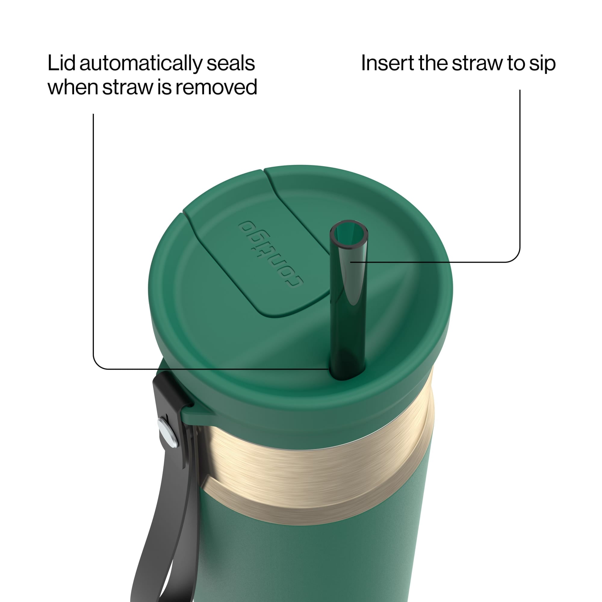 Contigo SnapSeal Leakproof Stainless Steel Reusable Water Bottle with Carrying Strap, Dark Blue/Bronze, 24 oz | S8WG