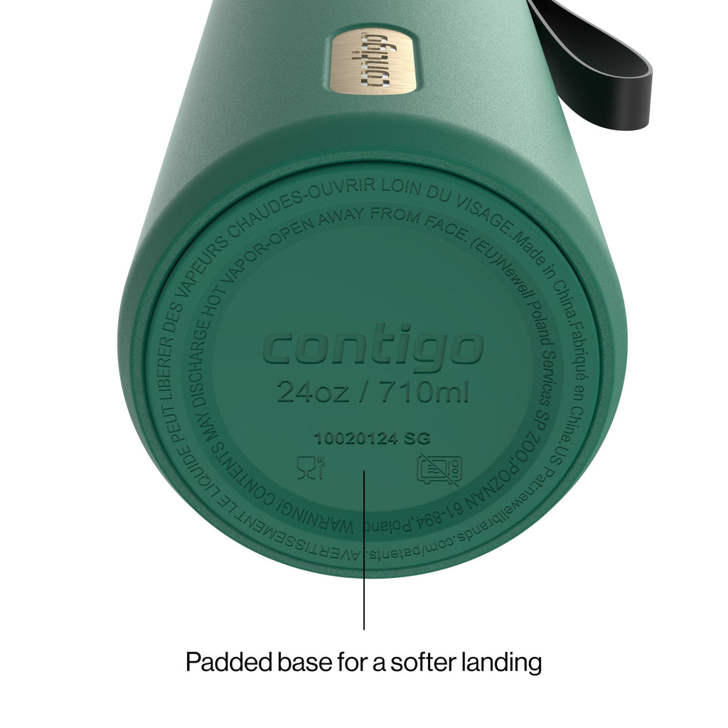 Contigo SnapSeal Leakproof Stainless Steel Reusable Water Bottle with Carrying Strap, Dark Blue/Bronze, 24 oz | S8WG