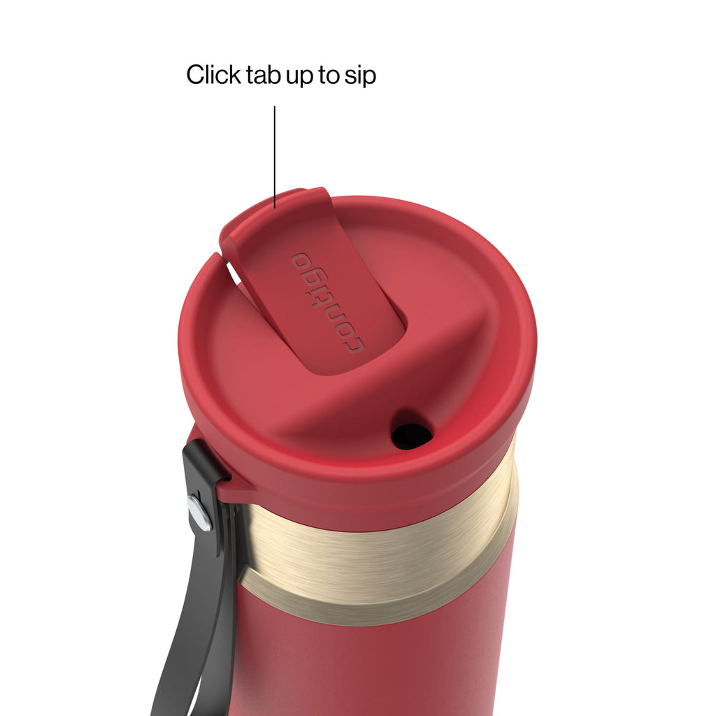 Contigo SnapSeal Leakproof Stainless Steel Reusable Water Bottle with Carrying Strap, Dark Blue/Bronze, 24 oz | S8WG