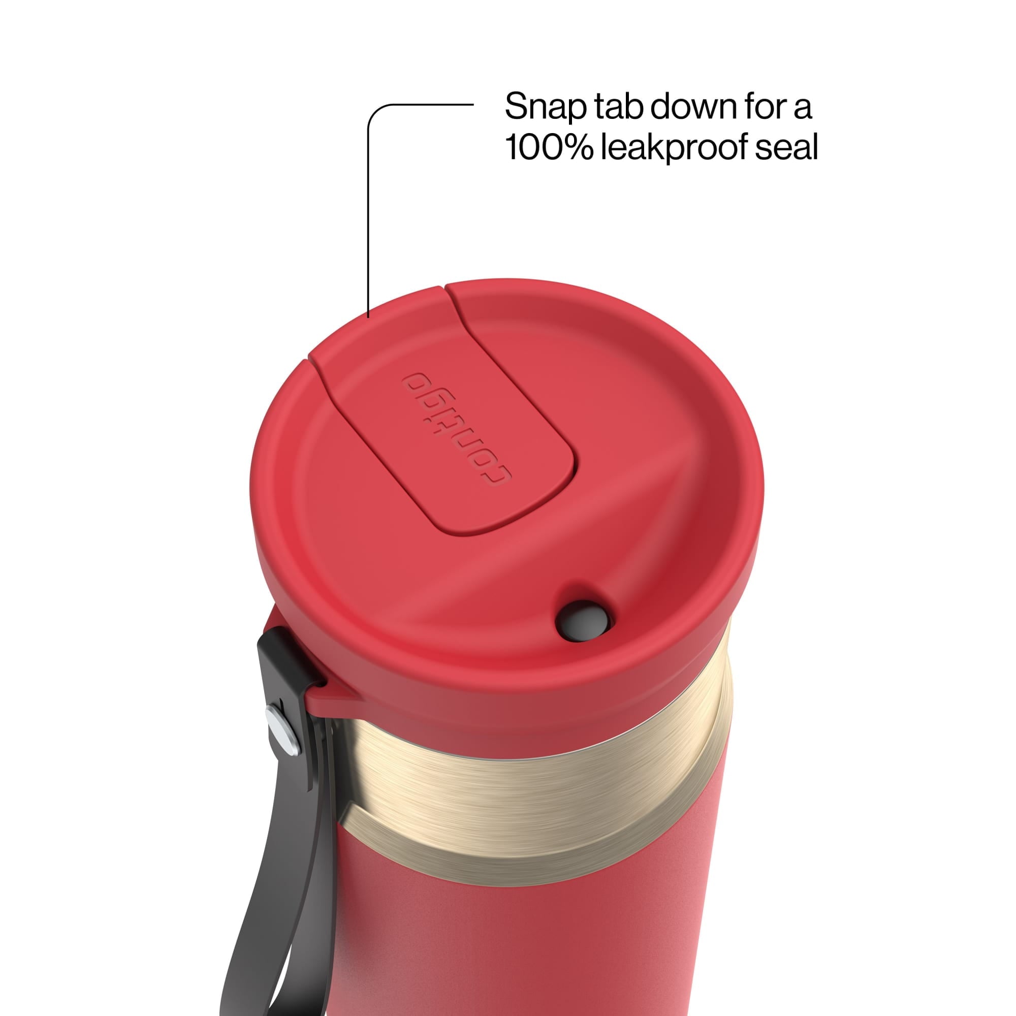 Contigo SnapSeal Leakproof Stainless Steel Reusable Water Bottle with Carrying Strap, Dark Blue/Bronze, 24 oz | S8WG