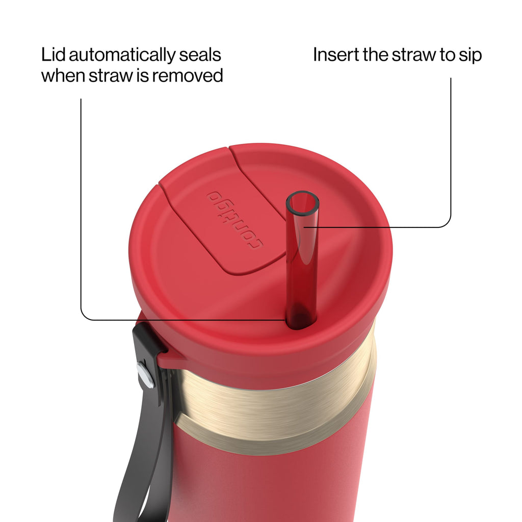 Contigo SnapSeal Leakproof Stainless Steel Reusable Water Bottle with Carrying Strap, Dark Blue/Bronze, 24 oz | S8WG