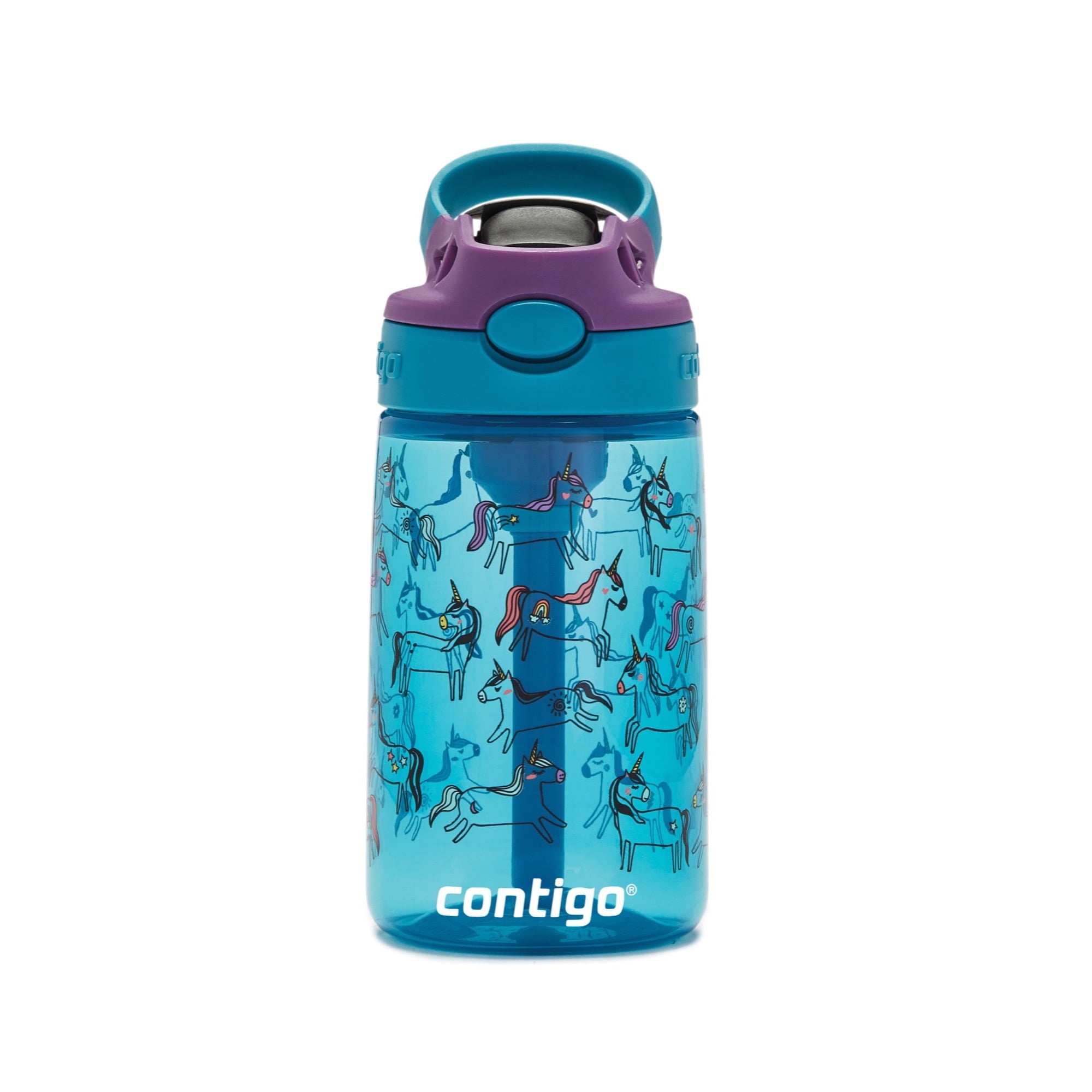 Contigo Kids AUTOSPOUT Straw Water Bottle with Easy-Clean Lid, 14 oz., Juniper Unicorns | EX4F