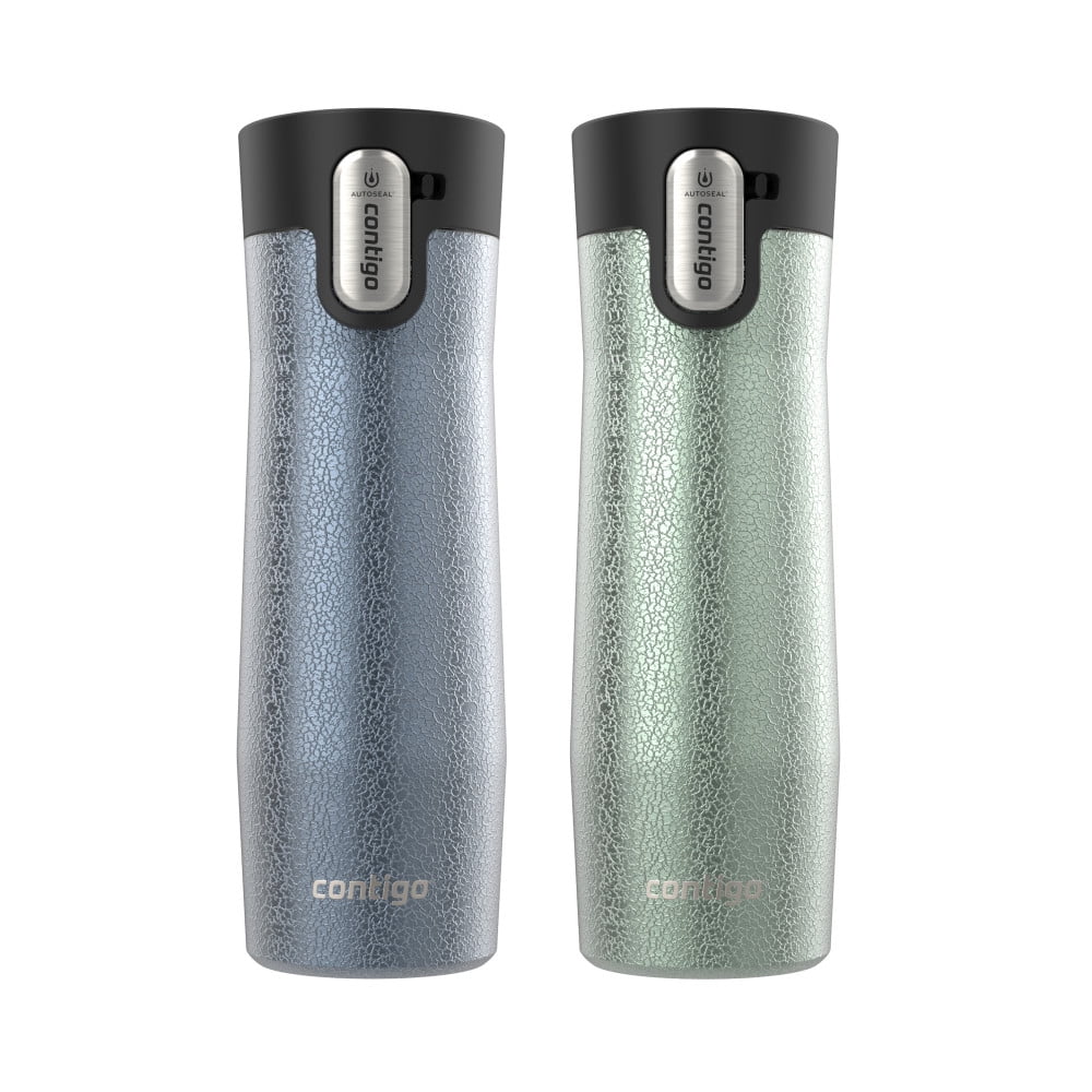Contigo AUTOSEAL West Loop Vacuum-Insulated Stainless Steel Travel Mug with Easy-Clean Lid, 20 oz, Crystal Lakeside &amp; Crystal Agave, 2-Pack | 0H5I