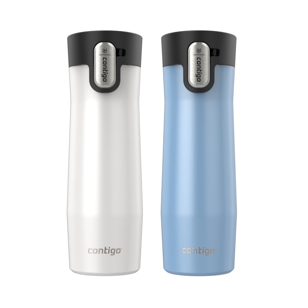 Contigo AUTOSEAL West Loop Vacuum-Insulated Stainless Steel Travel Mug with Easy-Clean Lid, 20 oz, Crystal Lakeside &amp; Crystal Agave, 2-Pack | 0H5I