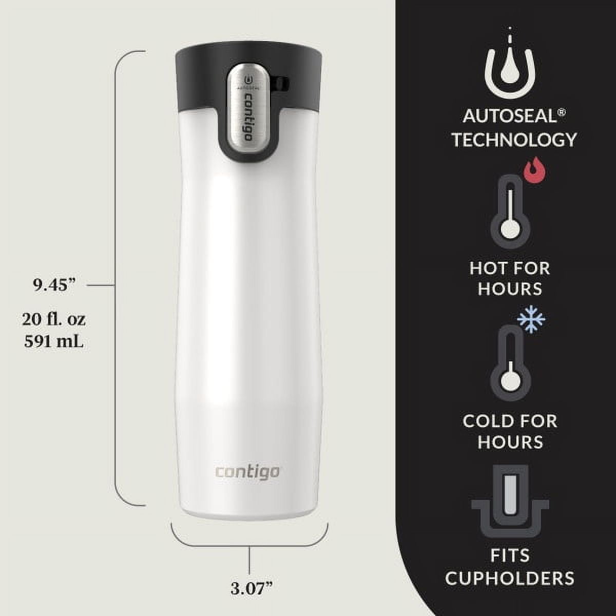 Contigo AUTOSEAL West Loop Vacuum-Insulated Stainless Steel Travel Mug with Easy-Clean Lid, 20 oz, Crystal Lakeside &amp; Crystal Agave, 2-Pack | 0H5I