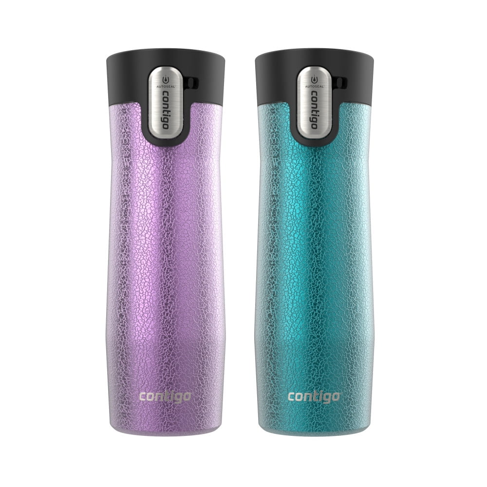 Contigo AUTOSEAL West Loop Vacuum-Insulated Stainless Steel Travel Mug with Easy-Clean Lid, 20 oz, Crystal Lakeside &amp; Crystal Agave, 2-Pack | 0H5I