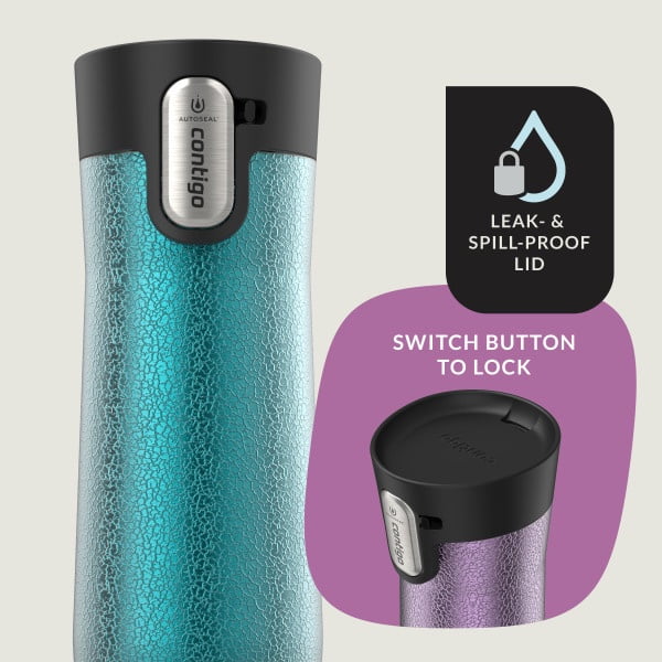 Contigo AUTOSEAL West Loop Vacuum-Insulated Stainless Steel Travel Mug with Easy-Clean Lid, 20 oz, Crystal Lakeside &amp; Crystal Agave, 2-Pack | 0H5I