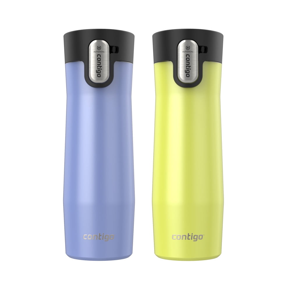 Contigo AUTOSEAL West Loop Vacuum-Insulated Stainless Steel Travel Mug with Easy-Clean Lid, 20 oz, Crystal Lakeside &amp; Crystal Agave, 2-Pack | 0H5I