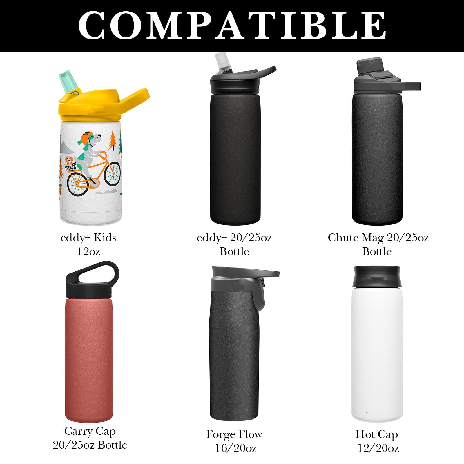 Linkidea 6 Pack Water Bottle Bottom Pad Compatible with CamelBak eddy+ Steel Bottle 20/25oz, Chute Mag Bottle, Silicone Anti-Slip Waterbottle Base Silencer Rubber Protector | 539W