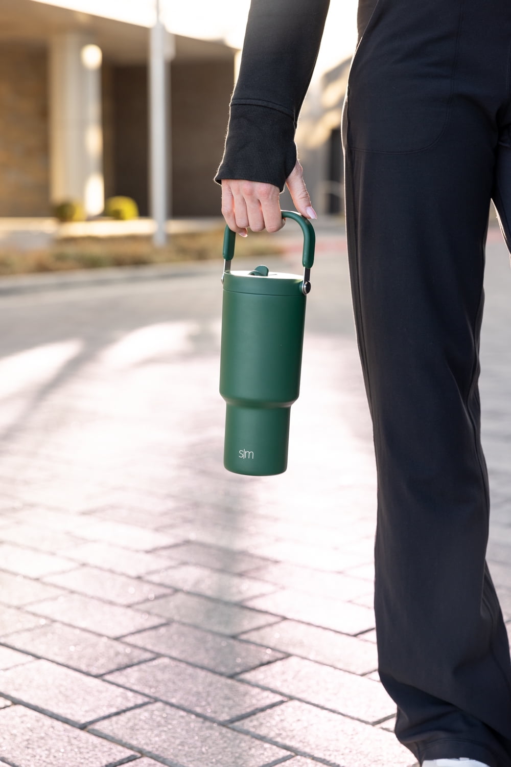 Simple Modern 30 fl oz Insulated Stainless Steel Trek Pivot Tumbler with Straw Lid and Top Handle|Forest | RNFH