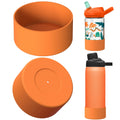 Linkidea 2 Pack Water Bottle Boot Compatible with CamelBak Eddy+20oz/25oz, Chute Mag 20oz/25oz, Carry Cap, Silicone Anti-Slip Bottle Bottom Bumper Protector (Orange) | G2ZP