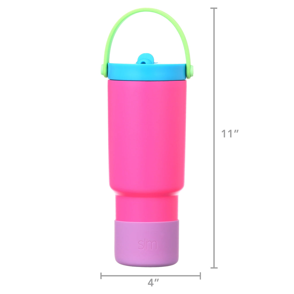 Simple Modern 24 fl oz Insulated Stainless Steel Trek Pivot Tumbler with Straw Lid and Top Handle|Seaside Blue | 9JCA