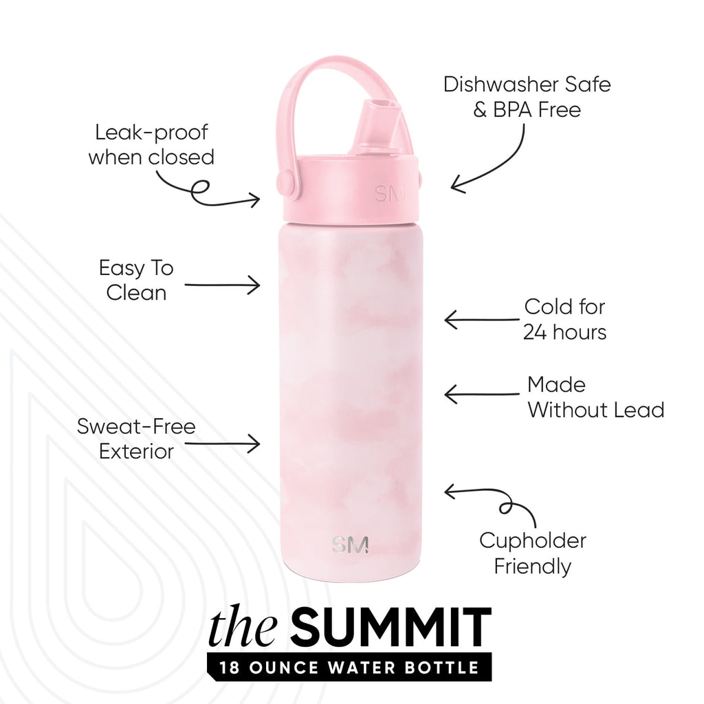 Simple Modern 18 fl oz Insulated Stainless Steel Summit Wide Mouth Water Bottle with Handle and Straw Lid|Black and White Checkmate | 73Y9