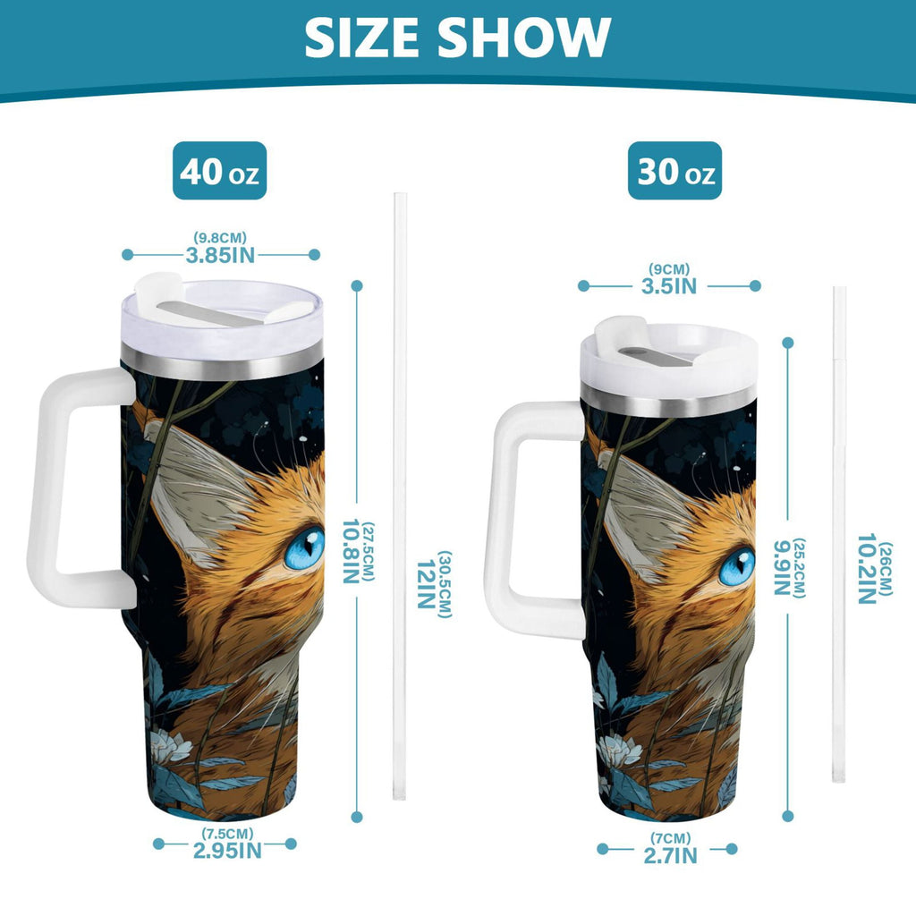 30 oz Insulated Stainless Steel Tumbler Double Wall Stainless Steel Tumbler with 2-Way Drinking Orange Cat with Blue Eyes | ALUY