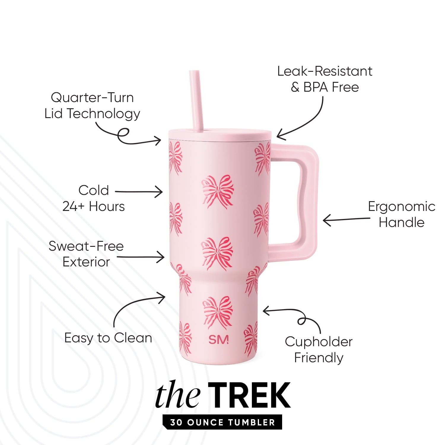 Simple Modern 30 fl oz Insulated Stainless Steel Trek Tumbler with Straw Lid | Seaglass Sage and Cream Checkmate | P40Y