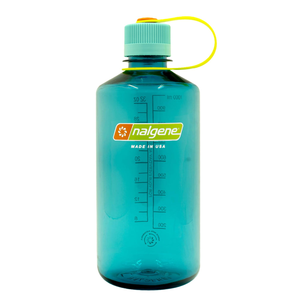 Nalgene Sustain Tritan BPA-Free Water Bottle Made with Material Derived from 50% Plastic Waste (using ISCC certified mass balance), 32 OZ, Narrow Mouth, Cerulean | 17ST