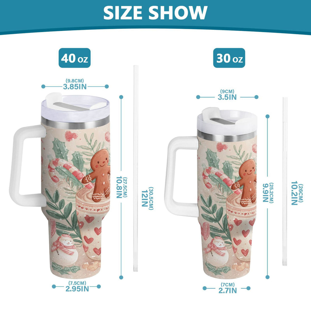 30 oz Insulated Stainless Steel Tumbler Double Wall Stainless Steel Tumbler with 2-Way Drinking Cute Christmas Design | PE93