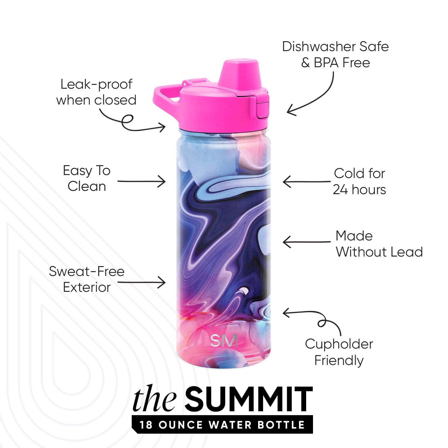 Simple Modern 18 fl oz Insulated Stainless Steel Summit Water Bottle with Covered Silicone Straw Lid | Dreamcicle | QYG4