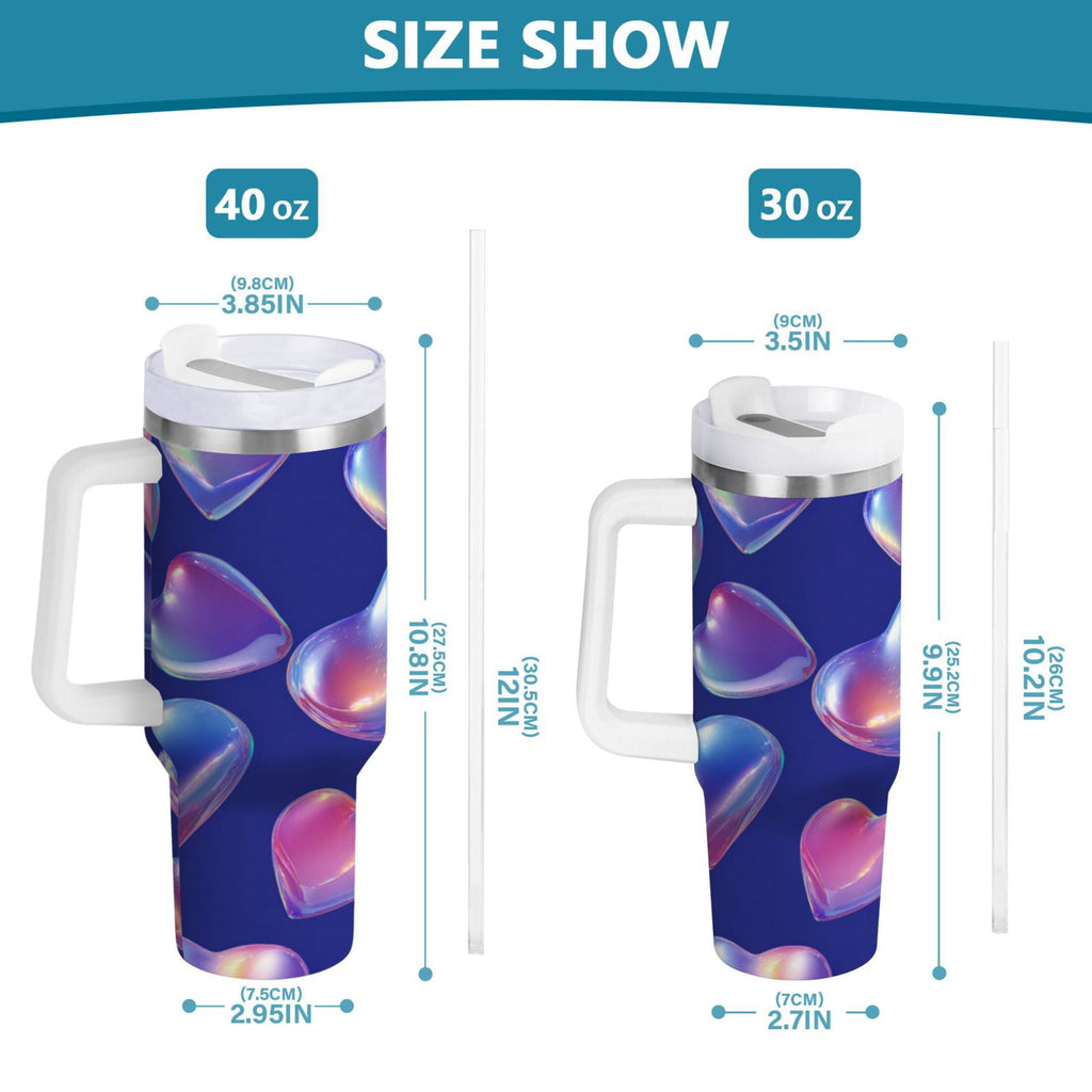 30 oz Insulated Stainless Steel Tumbler Double Wall Stainless Steel Tumbler with 2-Way Drinking Pink-purple Hearts | 6HJT