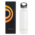 LIFE'S EASY 20 oz. Sports Insulated Water Bottle with Lid. Stainless Steel Vacuum Double Wall Thermo for Modern Hot and Cold Drinks, Simple Metal Hydro Canteen for Travel Men and Women (White) | IJQI