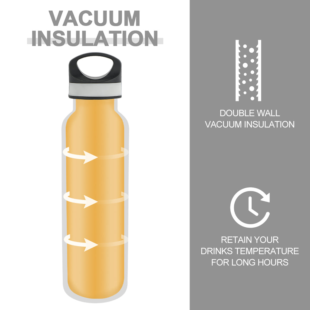 LIFE'S EASY 20 oz. Sports Insulated Water Bottle with Lid. Stainless Steel Vacuum Double Wall Thermo for Modern Hot and Cold Drinks, Simple Metal Hydro Canteen for Travel Men and Women (White) | IJQI