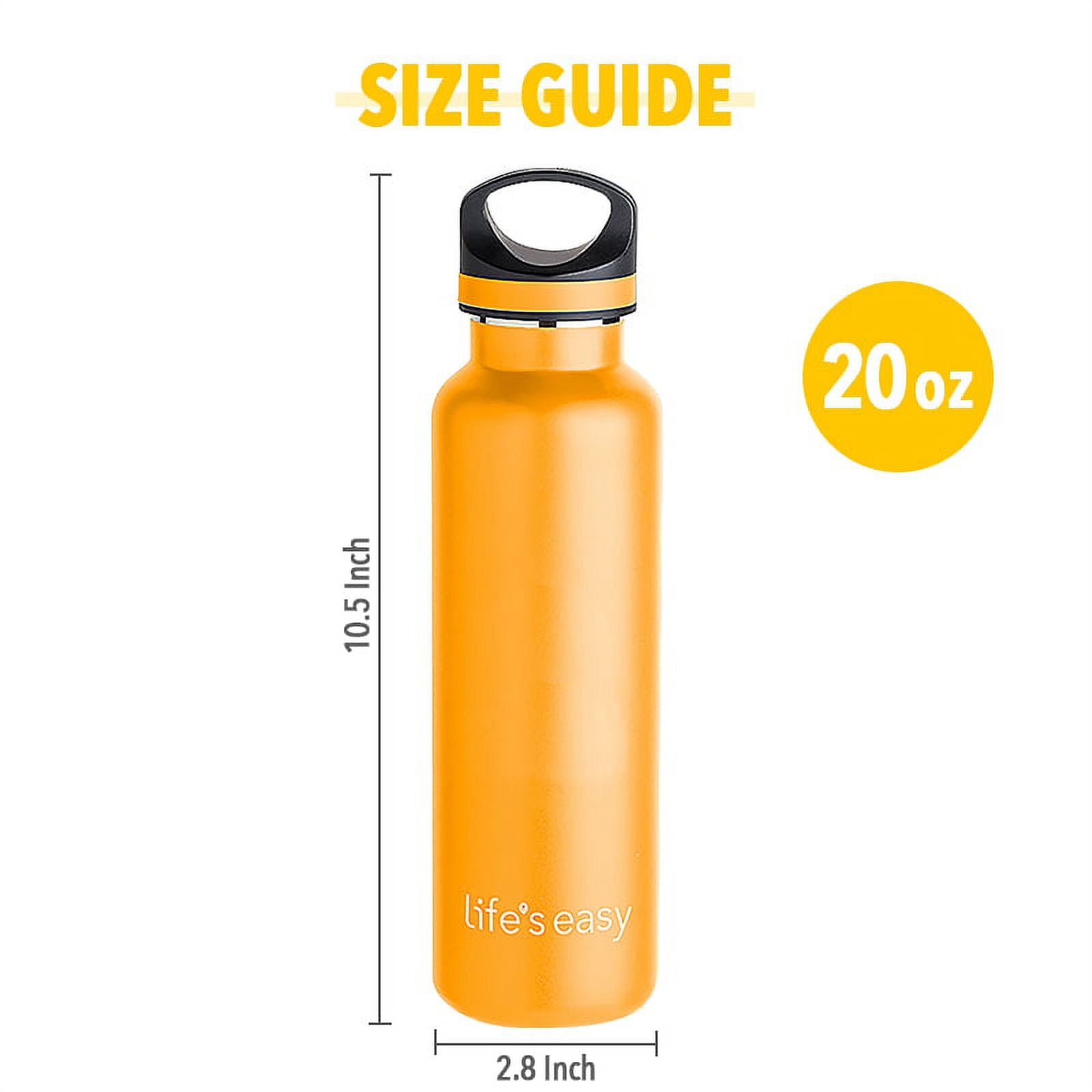 LIFE'S EASY 20 oz. Sports Insulated Water Bottle with Lid. Stainless Steel Vacuum Double Wall Thermo for Modern Hot and Cold Drinks, Simple Metal Hydro Canteen for Travel Men and Women (White) | IJQI