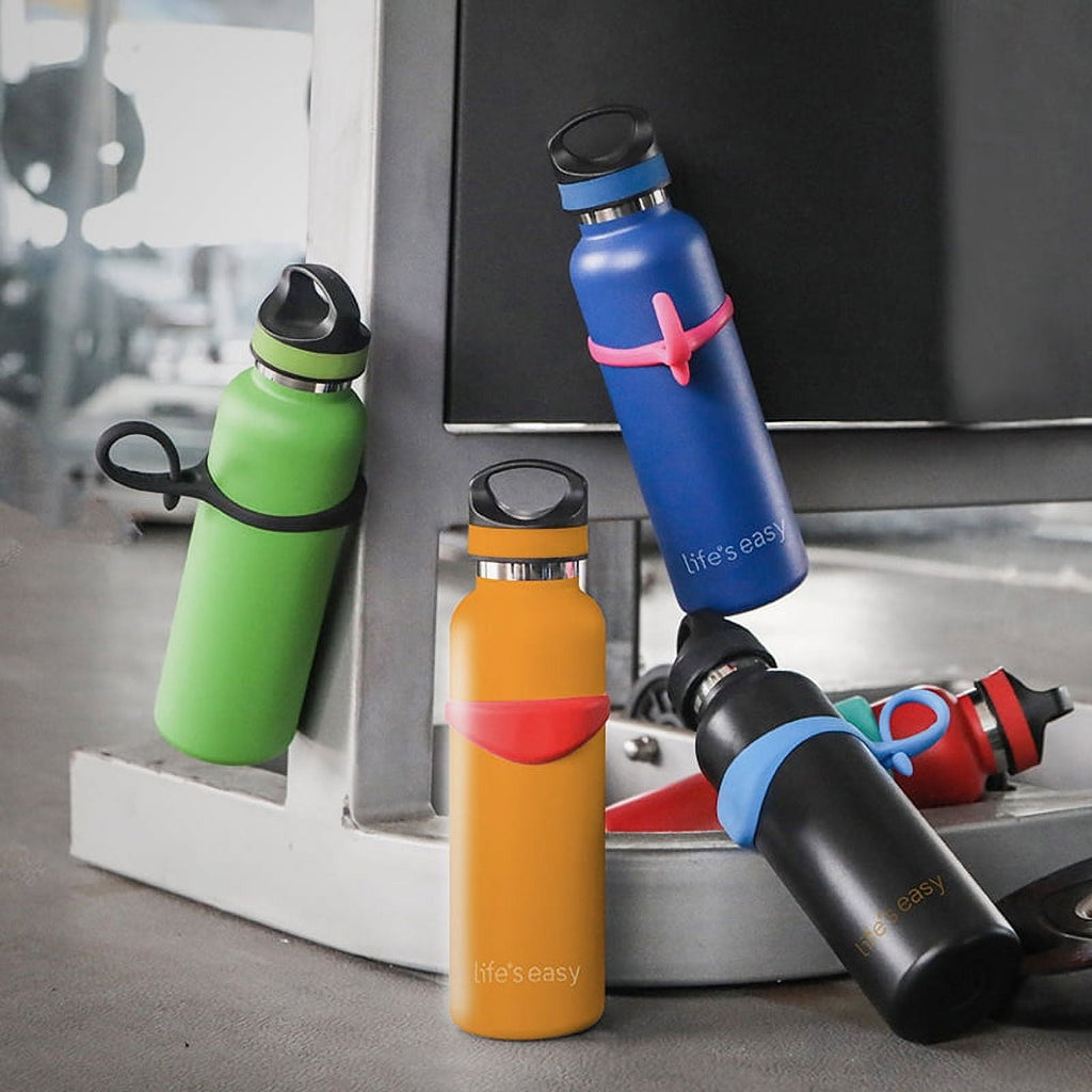 LIFE'S EASY 20 oz. Sports Insulated Water Bottle with Lid. Stainless Steel Vacuum Double Wall Thermo for Modern Hot and Cold Drinks, Simple Metal Hydro Canteen for Travel Men and Women (White) | IJQI