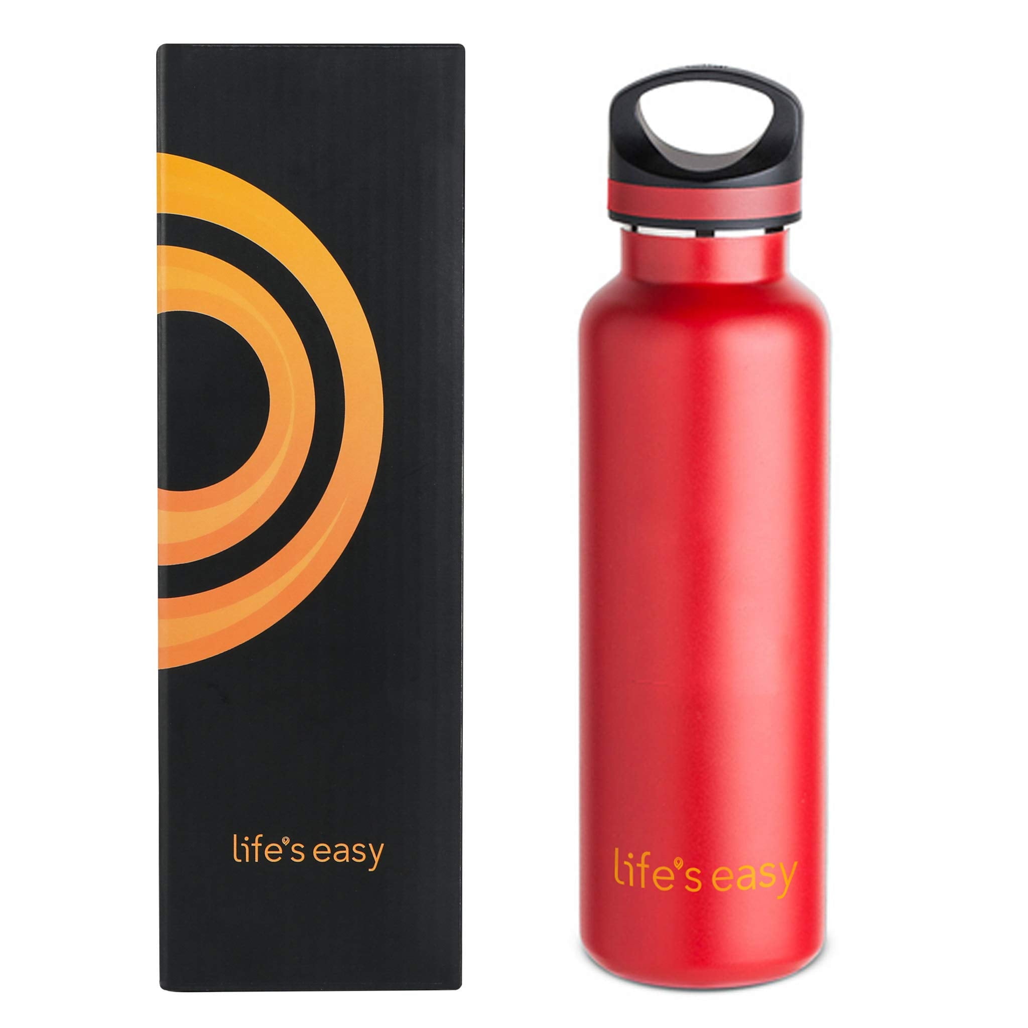 LIFE'S EASY 20 oz. Sports Insulated Water Bottle with Lid. Stainless Steel Vacuum Double Wall Thermo for Modern Hot and Cold Drinks, Simple Metal Hydro Canteen for Travel Men and Women (White) | IJQI