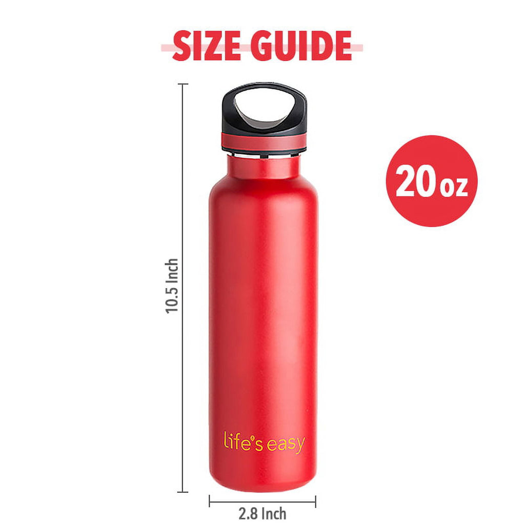 LIFE'S EASY 20 oz. Sports Insulated Water Bottle with Lid. Stainless Steel Vacuum Double Wall Thermo for Modern Hot and Cold Drinks, Simple Metal Hydro Canteen for Travel Men and Women (White) | IJQI