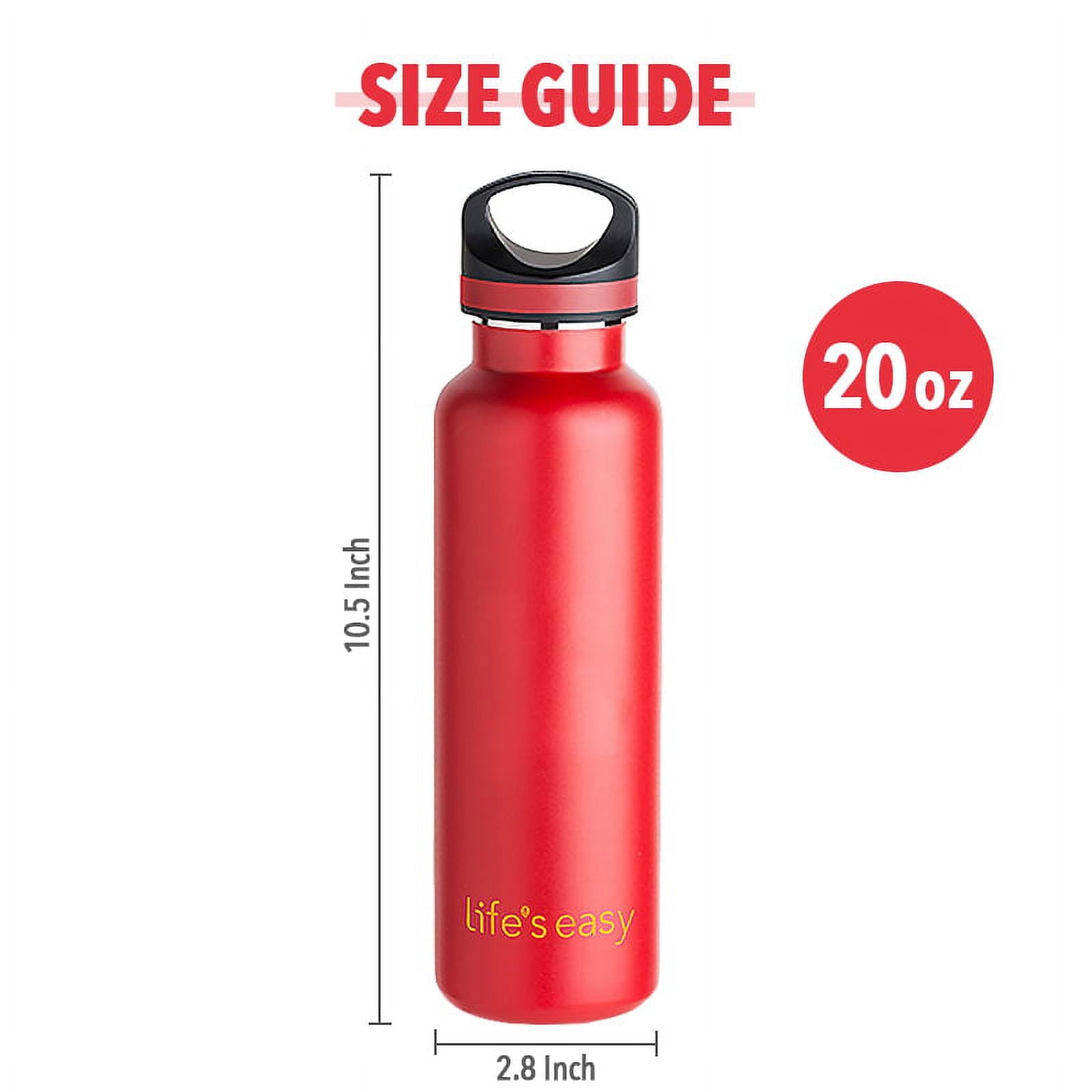 LIFE'S EASY 20 oz. Sports Insulated Water Bottle with Lid. Stainless Steel Vacuum Double Wall Thermo for Modern Hot and Cold Drinks, Simple Metal Hydro Canteen for Travel Men and Women (White) | IJQI